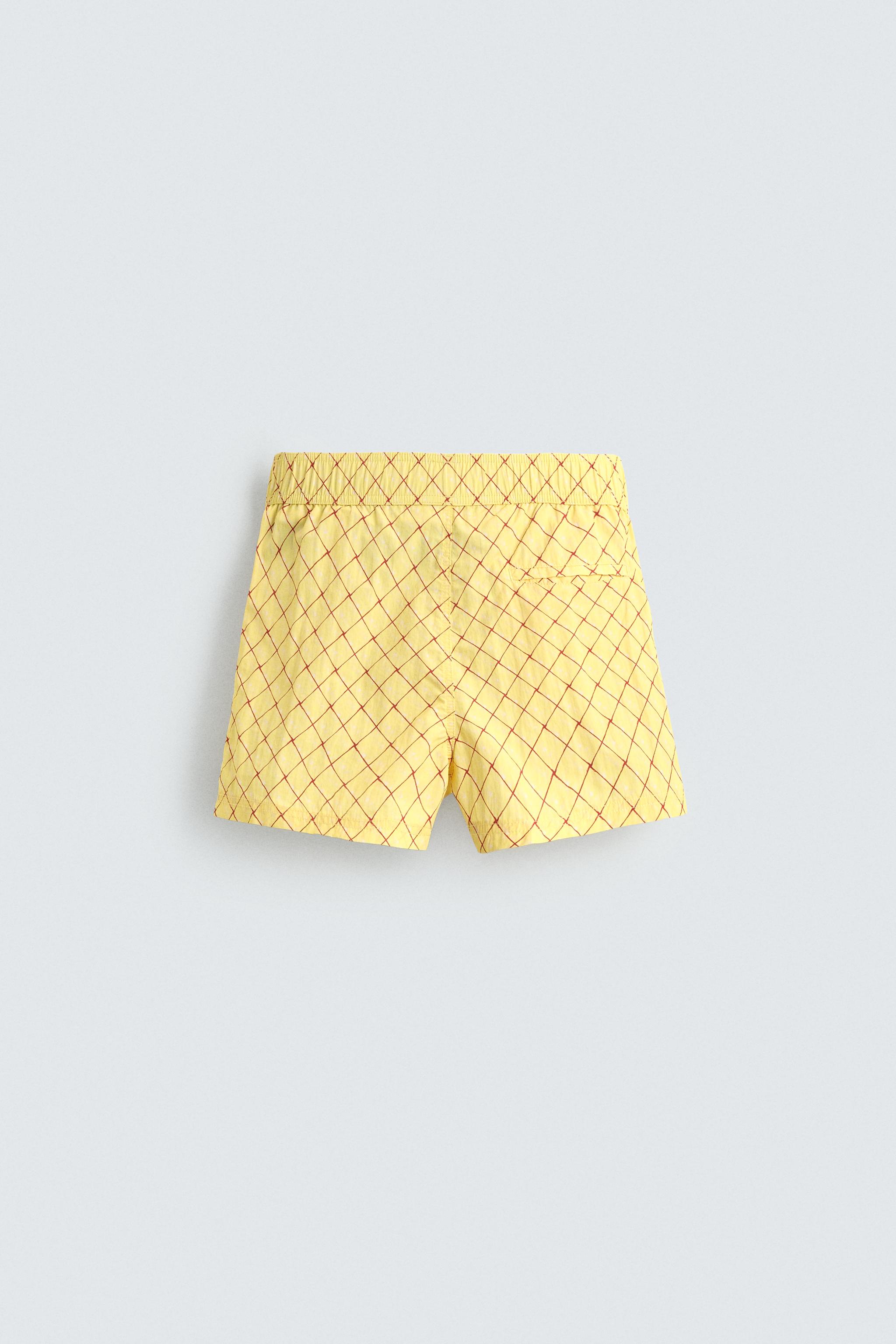 MAILLOT DE BAIN MI-LONG À IMPRIMÉ GÉOMÉTRIQUE DÉLAVÉ